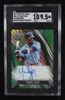 Yandy Diaz 2024 Topps Chrome Black Autograph Green Refractor #52 #80/99 (SGC 9.5 | Auto Grade 10) at PristineAuction.com