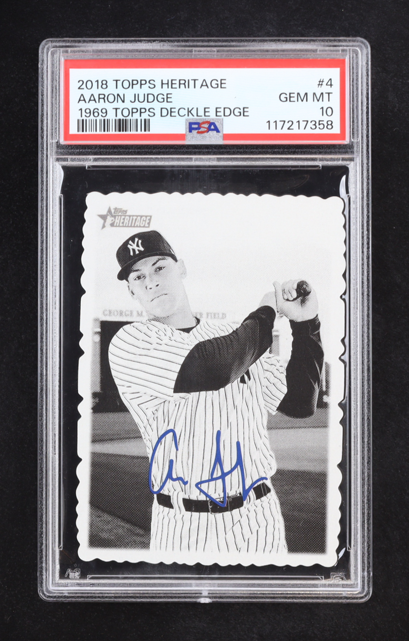 Aaron Judge 2018 Topps Heritage 1969 Topps Deckle Edge #4 (PSA 10) at PristineAuction.com Aaron Judge 2018 Topps Heritage 1969 Topps Deckle Edge #4 (PSA 10) at PristineAuction.com