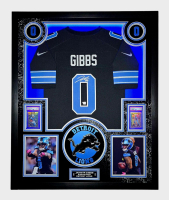 Jahmyr Gibbs Signed Lions Custom Framed LED Jersey Display with (2) PSA 10 Rookie Cards (Fanatics) at PristineAuction.com