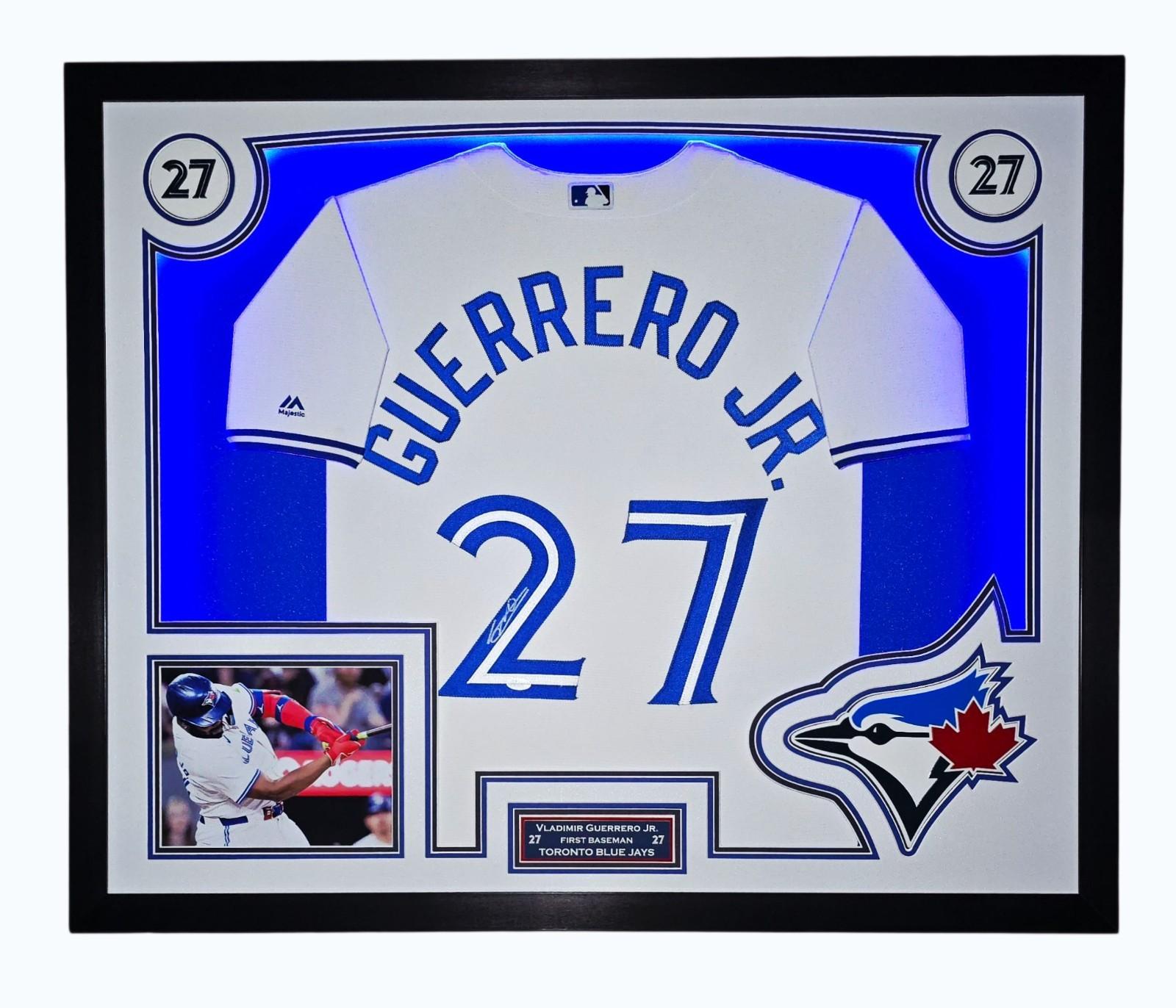 Vladimir Guerrero Jr. Signed Blue Jays Custom Framed LED Jersey Display (JSA) at PristineAuction.com Vladimir Guerrero Jr. Signed Blue Jays Custom Framed LED Jersey Display (JSA) at PristineAuction.com