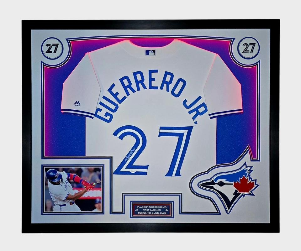 Vladimir Guerrero Jr. Signed Blue Jays Custom Framed LED Jersey Display (JSA) at PristineAuction.com Vladimir Guerrero Jr. Signed Blue Jays Custom Framed LED Jersey Display (JSA) at PristineAuction.com