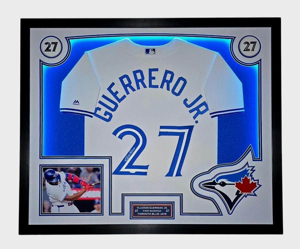 Vladimir Guerrero Jr. Signed Blue Jays Custom Framed LED Jersey Display (JSA) at PristineAuction.com Vladimir Guerrero Jr. Signed Blue Jays Custom Framed LED Jersey Display (JSA) at PristineAuction.com