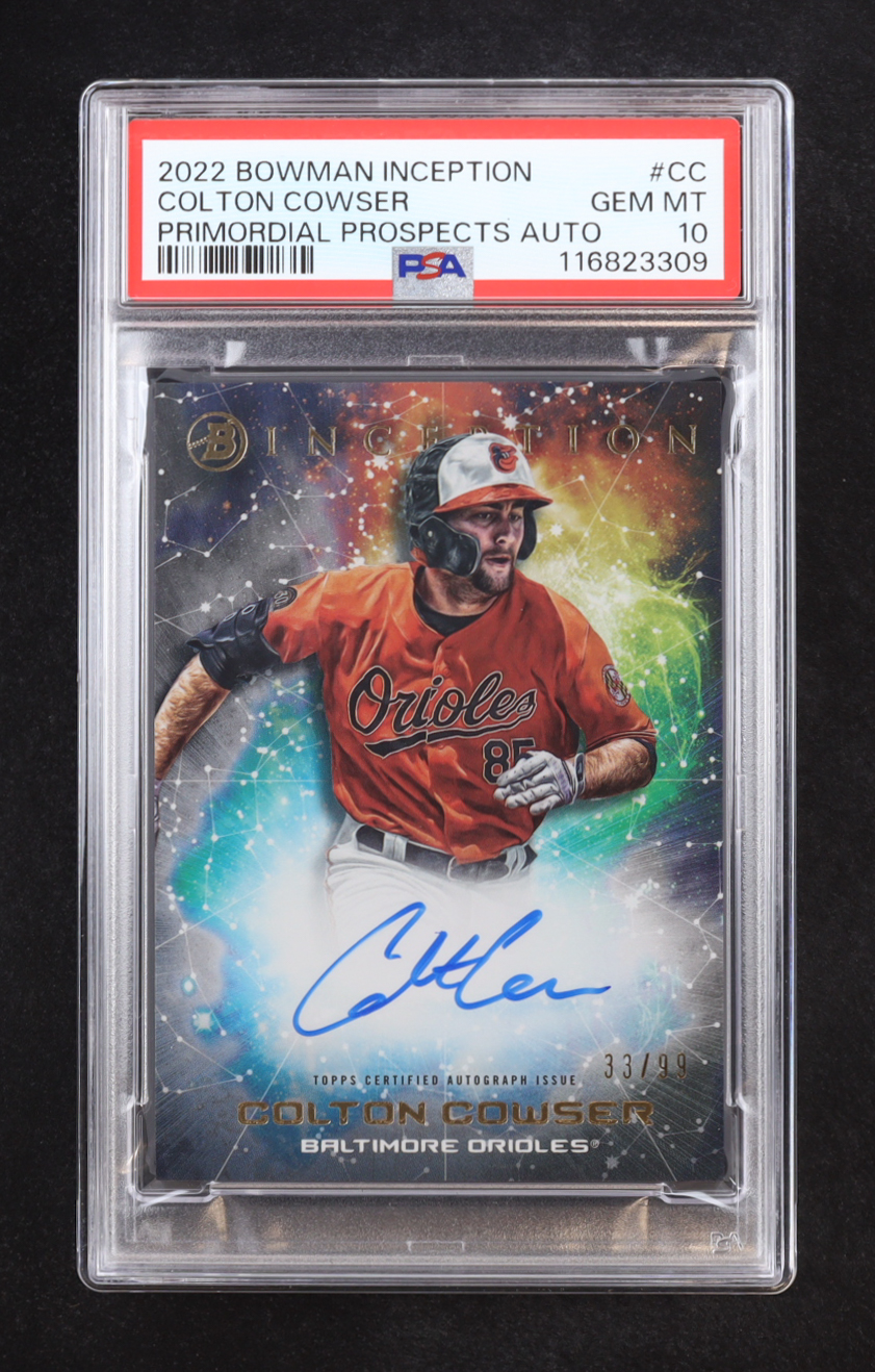 Colton Cowser 2022 Bowman Inception Primordial Prospects Autograph #CC #33/99 RC (PSA 10) at PristineAuction.com Colton Cowser 2022 Bowman Inception Primordial Prospects Autograph #CC #33/99 RC (PSA 10) at PristineAuction.com