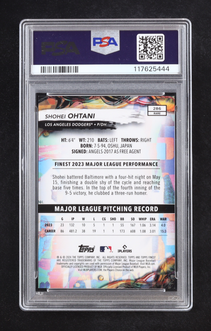 Shohei Ohtani 2024 Finest Purple Refractors #286 #033/125 (PSA 10) at PristineAuction.com Shohei Ohtani 2024 Finest Purple Refractors #286 #033/125 (PSA 10) at PristineAuction.com