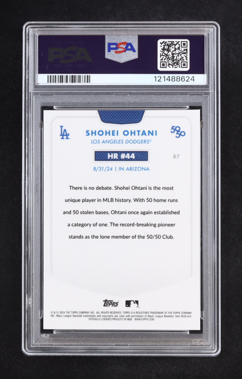 Shohei Ohtani 2024 Topps Chrome 50/50 Green Refractor #87 #1/99 (PSA 9) at PristineAuction.com Shohei Ohtani 2024 Topps Chrome 50/50 Green Refractor #87 #1/99 (PSA 9) at PristineAuction.com