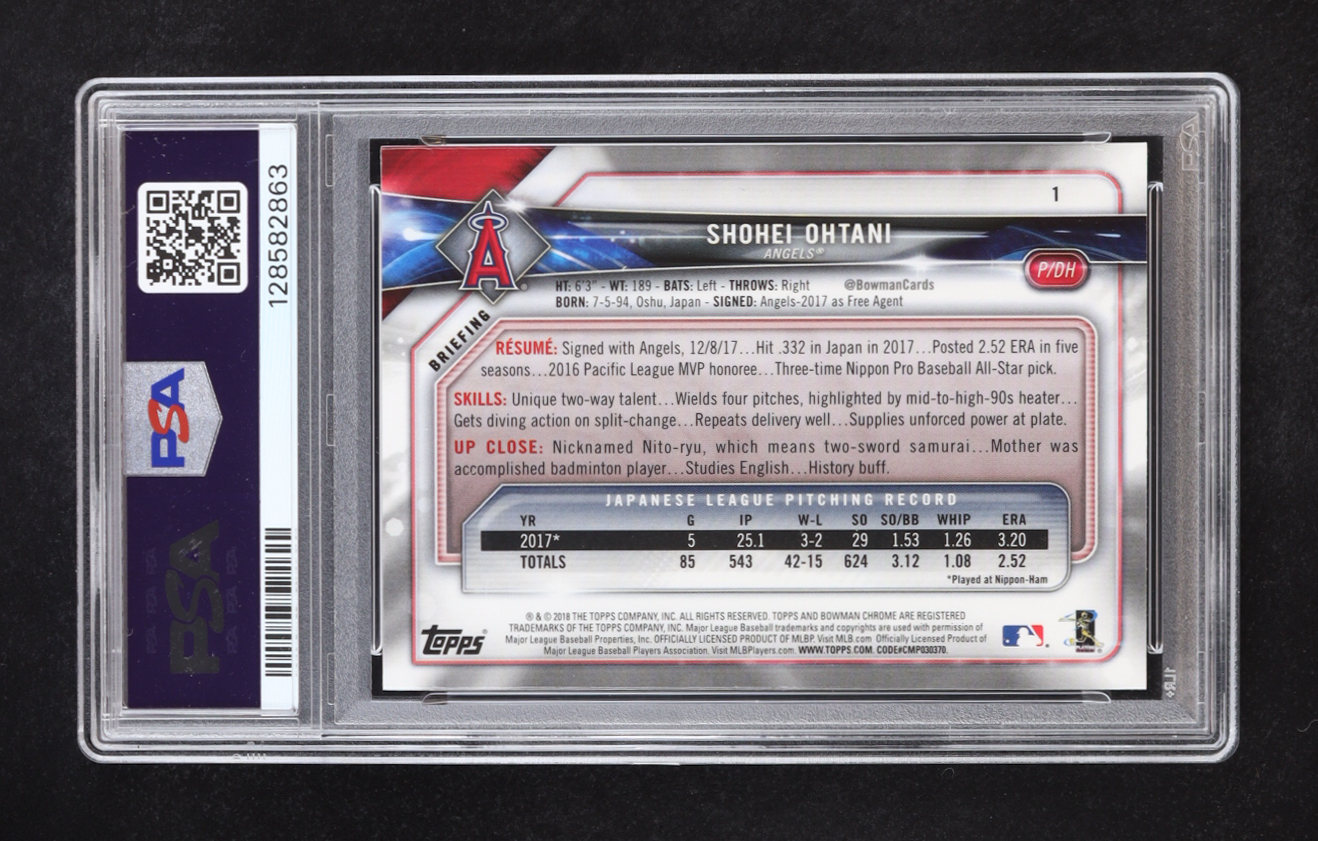 Shohei Ohtani 2018 Bowman Chrome #1 RC (PSA 9) at PristineAuction.com Shohei Ohtani 2018 Bowman Chrome #1 RC (PSA 9) at PristineAuction.com