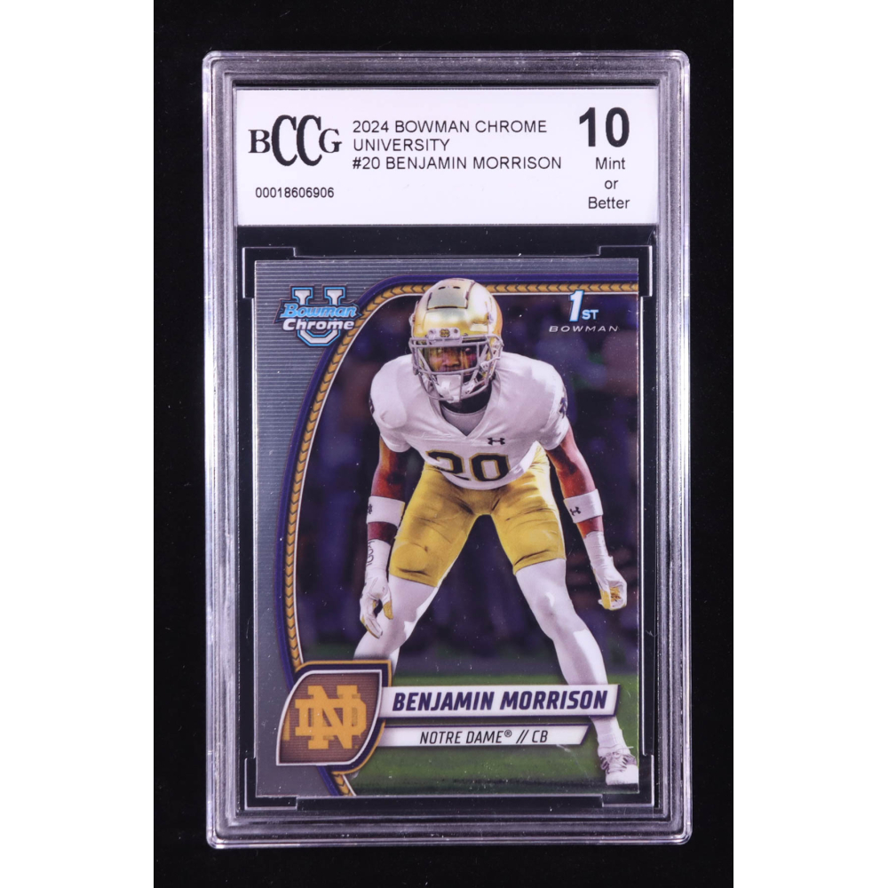 Benjamin Morrison 2024 Bowman Chrome University #20 RC (BCCG 10) at PristineAuction.com