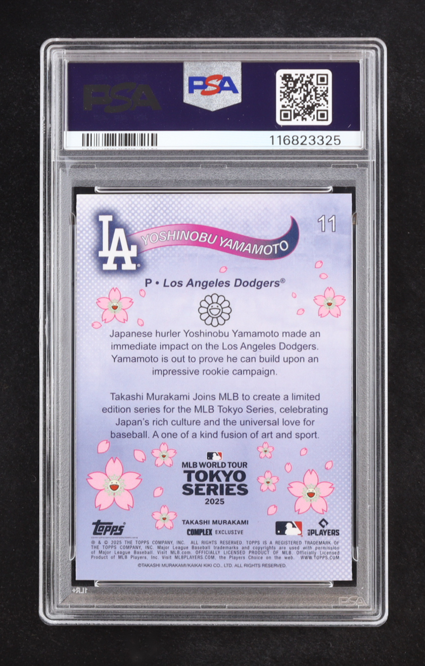 Yoshinobu Yamamoto 2025 Topps Takashi Murakami MLB World Tour Tokyo Series #11 (PSA 9) at PristineAuction.com Yoshinobu Yamamoto 2025 Topps Takashi Murakami MLB World Tour Tokyo Series #11 (PSA 9) at PristineAuction.com