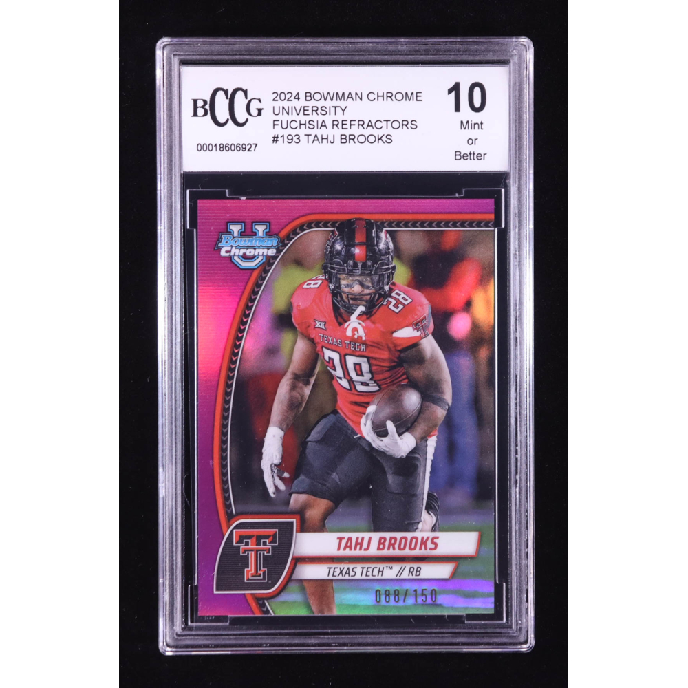 Tahj Brooks 2024 Bowman Chrome University Fuchsia Refractors #193 RC #88/150 (BCCG 10) at PristineAuction.com