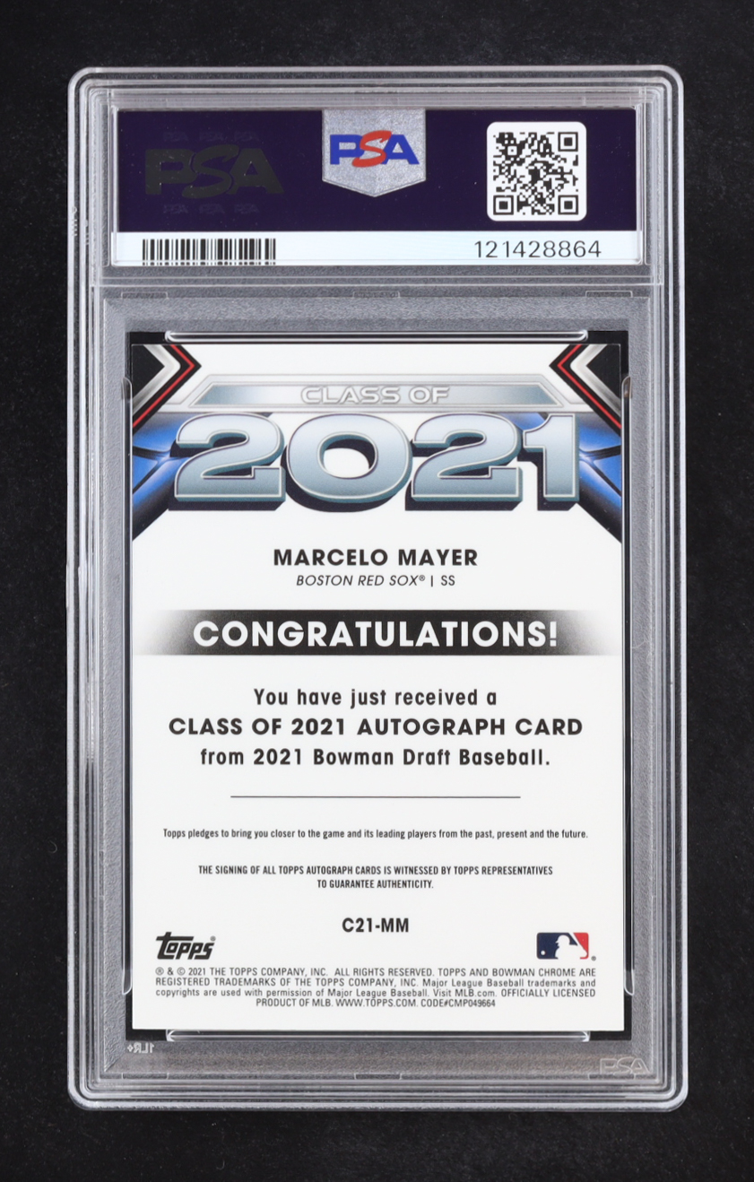 Marcelo Mayer 2021 Bowman Chrome Draft Class of '21 Autograph #C21MM RC #94/250 (PSA Authentic | Auto Grade 10) at PristineAuction.com Marcelo Mayer 2021 Bowman Chrome Draft Class of '21 Autograph #C21MM RC #94/250 (PSA Authentic | Auto Grade 10) at PristineAuction.com