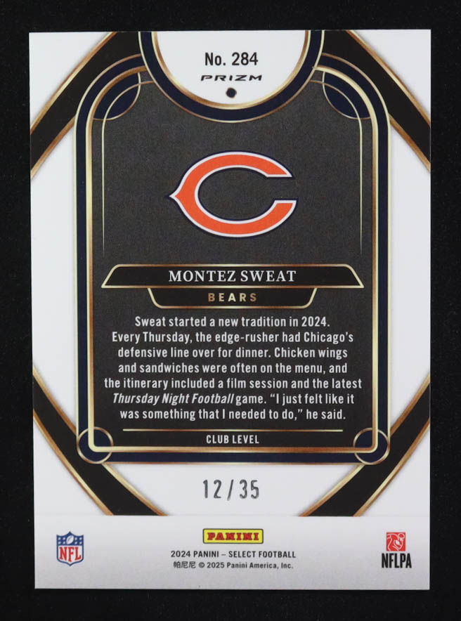 Montez Sweat 2024 Panini Select Club Level White Prizm #284 #12/35 at PristineAuction.com Montez Sweat 2024 Panini Select Club Level White Prizm #284 #12/35 at PristineAuction.com