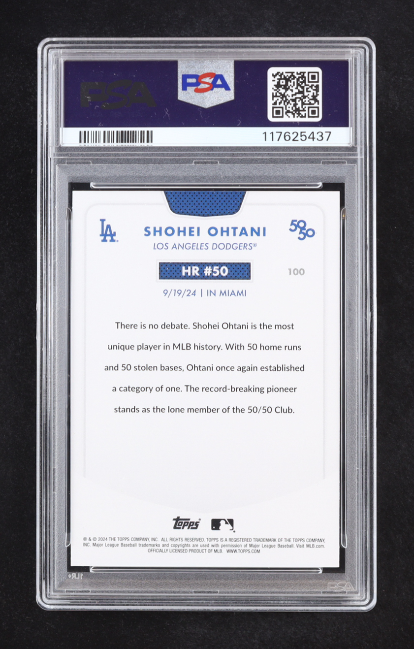 Shohei Ohtani 2024 Topps 50/50 Ohtani #100 (PSA 10) at PristineAuction.com Shohei Ohtani 2024 Topps 50/50 Ohtani #100 (PSA 10) at PristineAuction.com