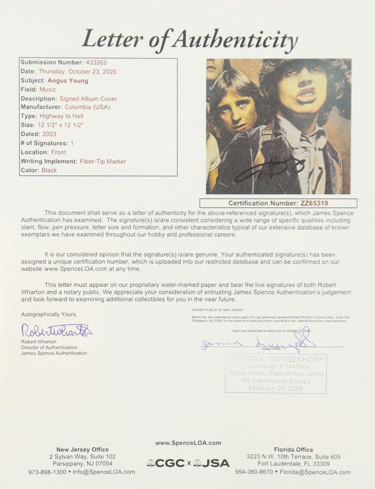 Angus Young Signed AC/DC "Highway to Hell" Vinyl Record Album Cover (JSA) at PristineAuction.com Angus Young Signed AC/DC "Highway to Hell" Vinyl Record Album Cover (JSA) at PristineAuction.com