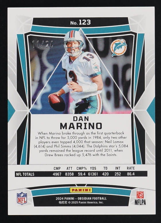 Dan Marino 2024 Panini Obsidian International Orange Mosaic #123 #11/24 at PristineAuction.com Dan Marino 2024 Panini Obsidian International Orange Mosaic #123 #11/24 at PristineAuction.com