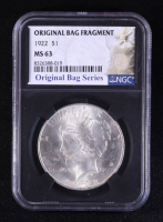 1922 Peace Silver Dollar - Original Bag Fragment Relic (NGC MS63) at PristineAuction.com