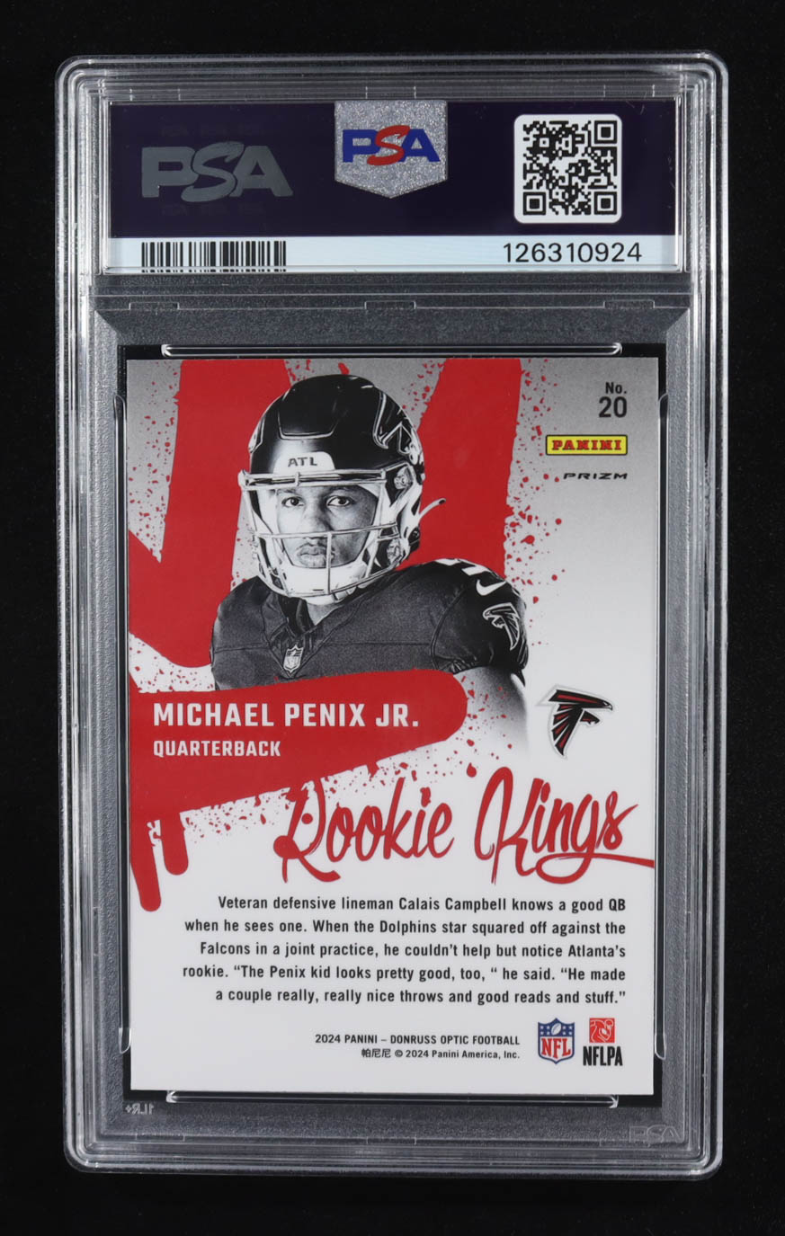 Michael Penix Jr. 2024 Donruss Optic Rookie Kings #20 RC (PSA 10) at PristineAuction.com Michael Penix Jr. 2024 Donruss Optic Rookie Kings #20 RC (PSA 10) at PristineAuction.com