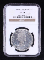 1964 Canada Silver Dollar - 80% Silver (NGC MS63) at PristineAuction.com