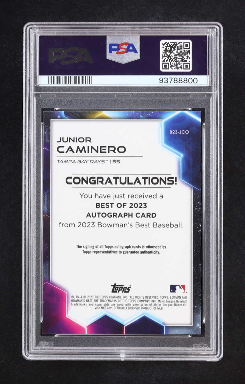 Junior Caminero 2023 Bowman's Best Best of '23 Autographs #B23JCO RC (PSA 10) at PristineAuction.com Junior Caminero 2023 Bowman's Best Best of '23 Autographs #B23JCO RC (PSA 10) at PristineAuction.com