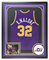 Karl Malone Signed Custom Framed Jersey Display (JSA) at PristineAuction.com