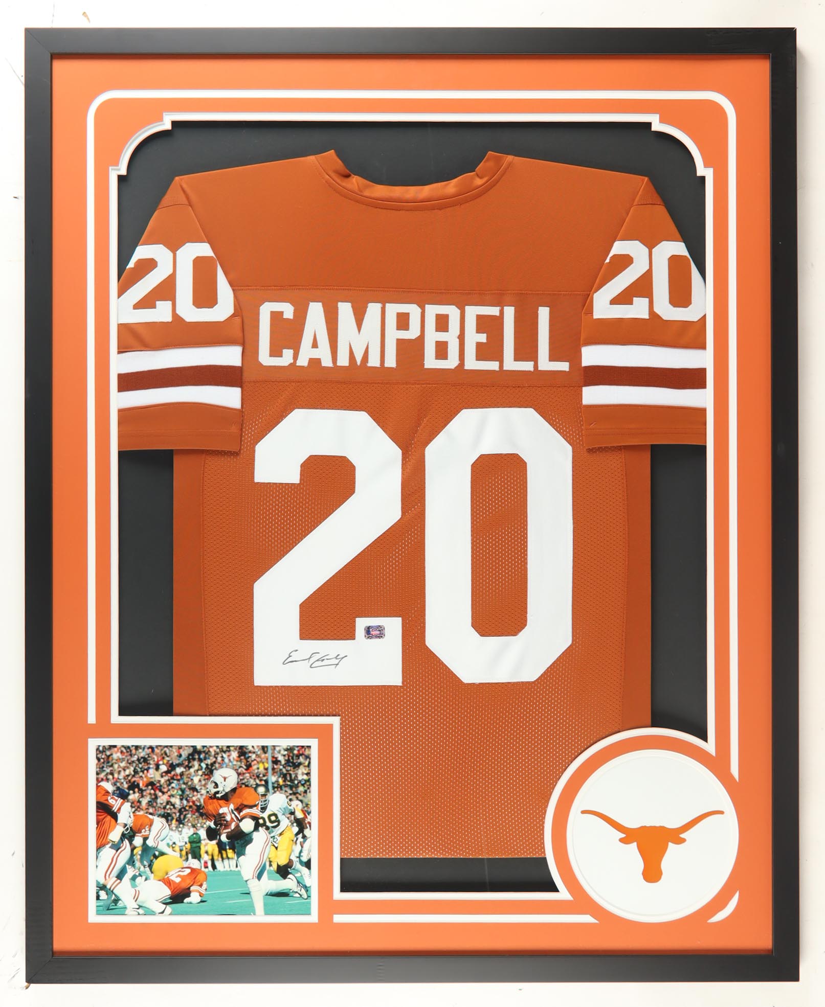 Earl Campbell Signed Custom Framed Jersey Display (Campbell) at PristineAuction.com Earl Campbell Signed Custom Framed Jersey Display (Campbell) at PristineAuction.com