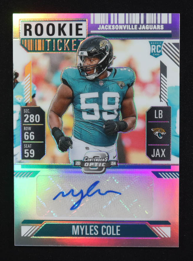 Myles Cole 2024 Contenders Optic Prizm Rookie Ticket Autographs #199 RC at PristineAuction.com Myles Cole 2024 Contenders Optic Prizm Rookie Ticket Autographs #199 RC at PristineAuction.com