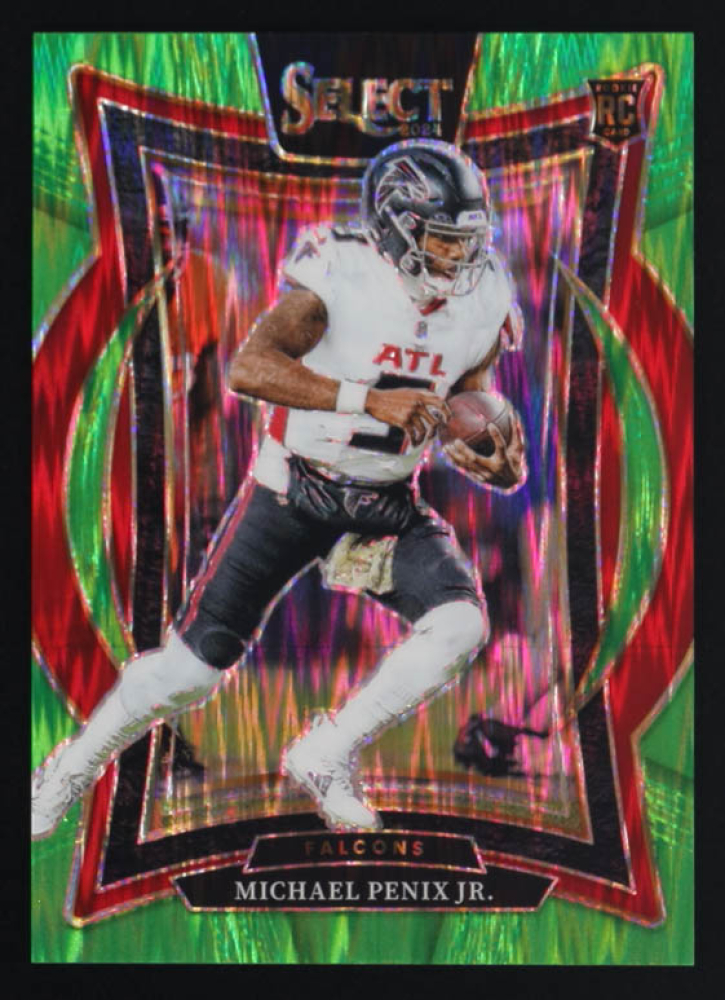 Michael Penix Jr. 2024 Select Prizm Neon Green Shock #80 #052/599 RC