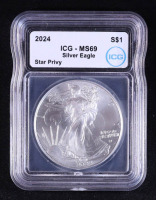 2024 American Silver Eagle, Star Privy (ICG MS69) at PristineAuction.com