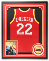 Clyde Drexler Signed Custom Framed Jersey Display (JSA) at PristineAuction.com