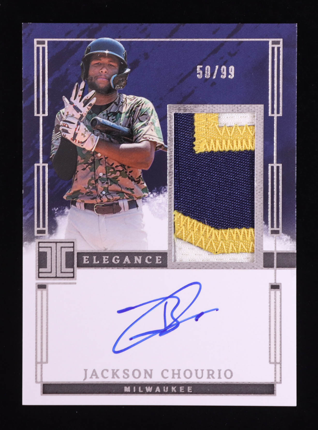 Jackson Chourio 2024 Panini Impeccable Elegance Prospect Jersey Autographs #59 RC #50/99 at PristineAuction.com Jackson Chourio 2024 Panini Impeccable Elegance Prospect Jersey Autographs #59 RC #50/99 at PristineAuction.com