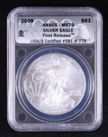 2009 American Silver Eagle, First Release - #581/779 (ANACS MS70) at PristineAuction.com