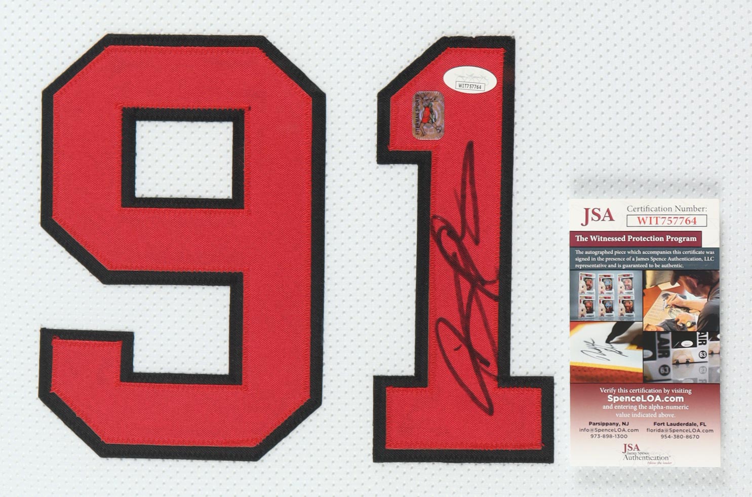 Dennis Rodman Signed Custom Framed Jersey Display (JSA & Rodman) at PristineAuction.com Dennis Rodman Signed Custom Framed Jersey Display (JSA & Rodman) at PristineAuction.com