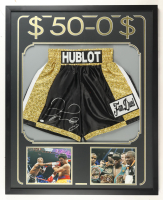 Floyd Mayweather Signed Custom Framed Boxing Trunks Display (JSA) at PristineAuction.com