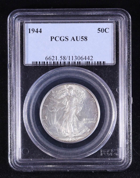 1944 Walking Liberty Silver Half Dollar (PCGS AU58) at PristineAuction.com 1944 Walking Liberty Silver Half Dollar (PCGS AU58) at PristineAuction.com