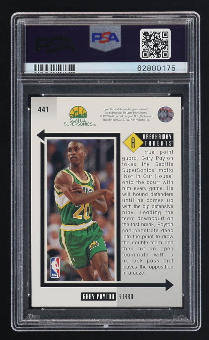 Gary Payton 1993 Upper Deck Breakaway Threats #441 (PSA 8) at PristineAuction.com Gary Payton 1993 Upper Deck Breakaway Threats #441 (PSA 8) at PristineAuction.com