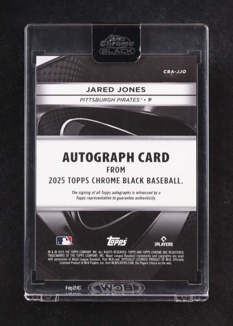 Jared Jones 2025 Topps Chrome Black Autograph Gold #CBAJO #18/50 at PristineAuction.com Jared Jones 2025 Topps Chrome Black Autograph Gold #CBAJO #18/50 at PristineAuction.com