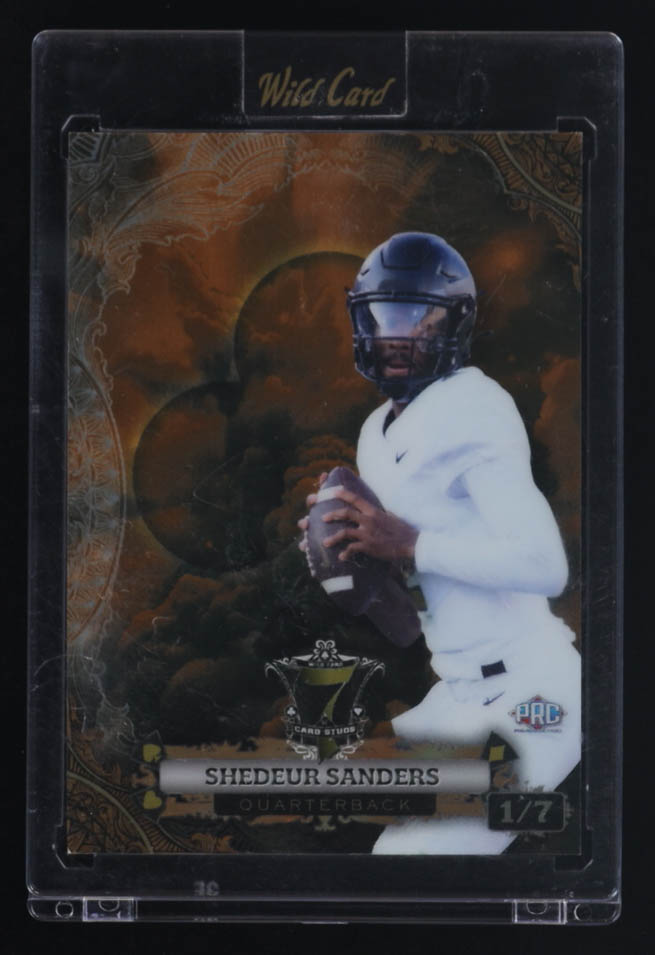Shedeur Sanders 2024 Leaf Wild Card 7 Card Studs Clubs Bronze Prismatic Clouds #P7CECSS3 #1/7 RC at PristineAuction.com Shedeur Sanders 2024 Leaf Wild Card 7 Card Studs Clubs Bronze Prismatic Clouds #P7CECSS3 #1/7 RC at PristineAuction.com