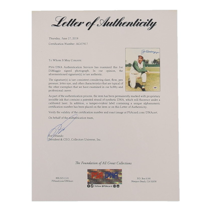 Joe DiMaggio Signed Athletics 8x10 Photo (PSA) at PristineAuction.com Joe DiMaggio Signed Athletics 8x10 Photo (PSA) at PristineAuction.com