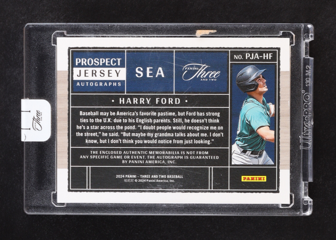 Harry Ford 2024 Panini Three and Two Prospect Jersey Autographs #PJAHF RC #2/2 at PristineAuction.com Harry Ford 2024 Panini Three and Two Prospect Jersey Autographs #PJAHF RC #2/2 at PristineAuction.com
