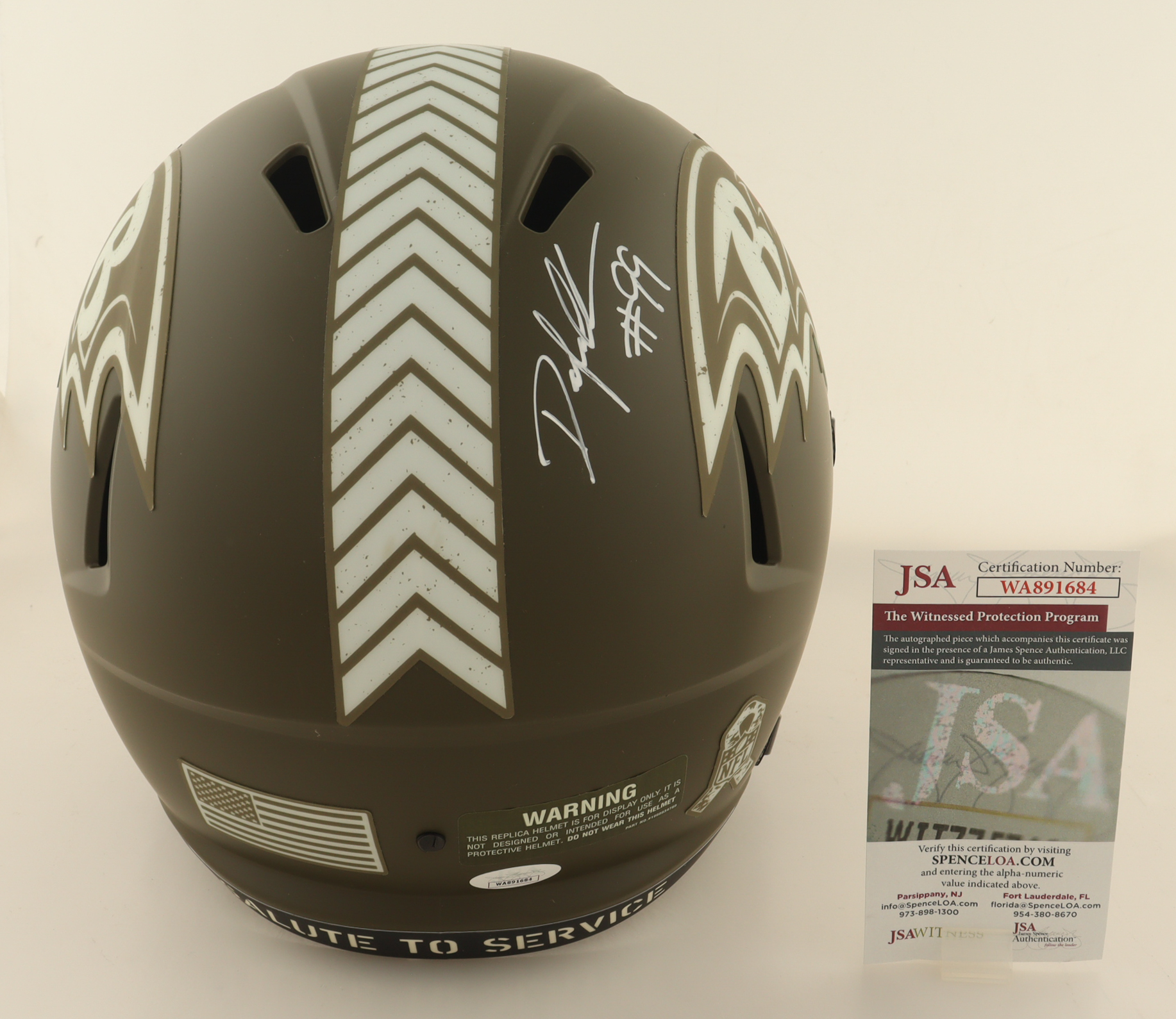 Odafe Jayson Oweh Signed Ravens Full-Size Salute to Service Alternate Speed Helmet (JSA) at PristineAuction.com Odafe Jayson Oweh Signed Ravens Full-Size Salute to Service Alternate Speed Helmet (JSA) at PristineAuction.com