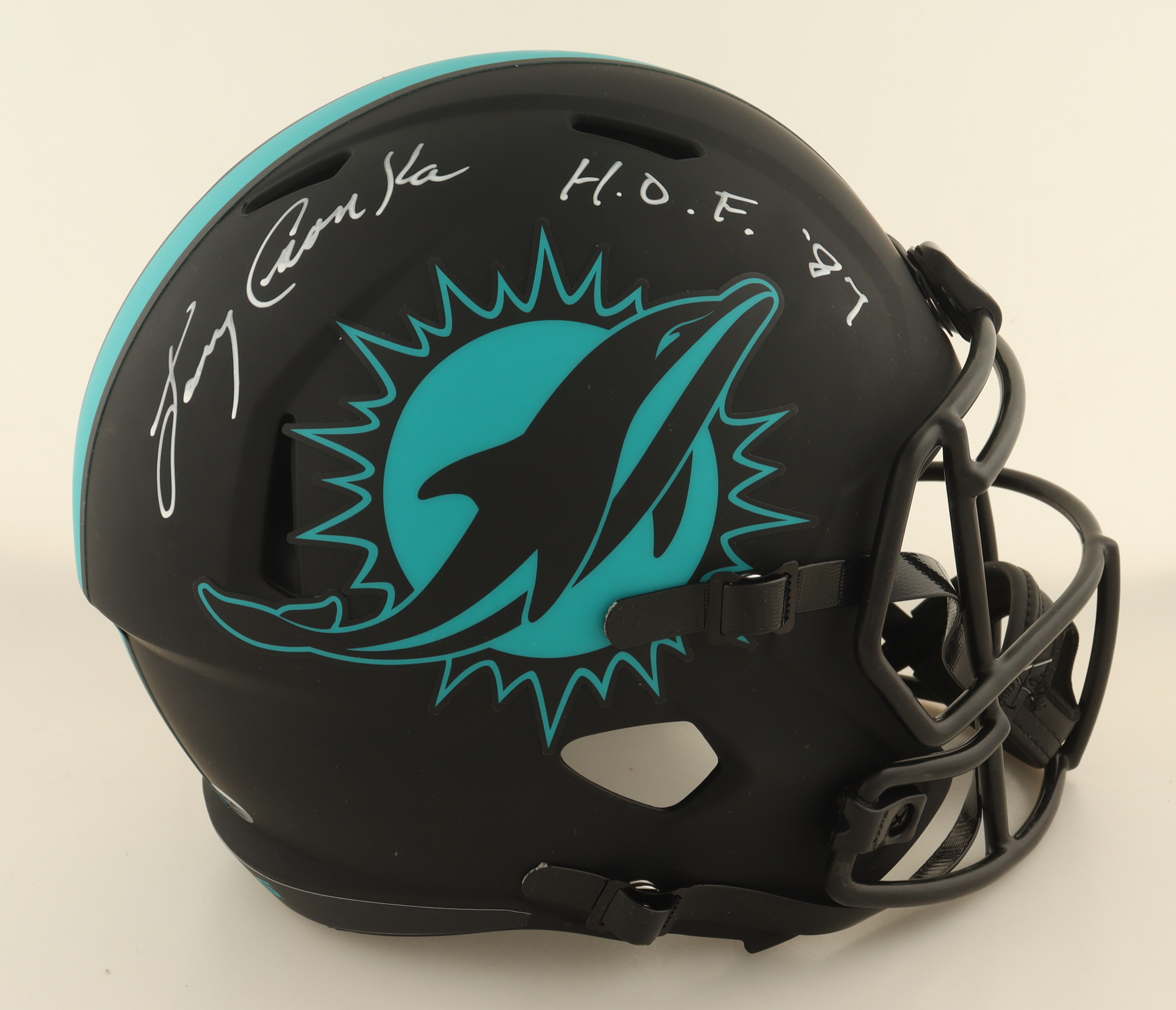 Larry Csonka Signed Dolphins Full-Size Eclipse Alternate Speed Helmet Inscribed 'H.O.F '87" (PSA) at PristineAuction.com Larry Csonka Signed Dolphins Full-Size Eclipse Alternate Speed Helmet Inscribed 'H.O.F '87" (PSA) at PristineAuction.com
