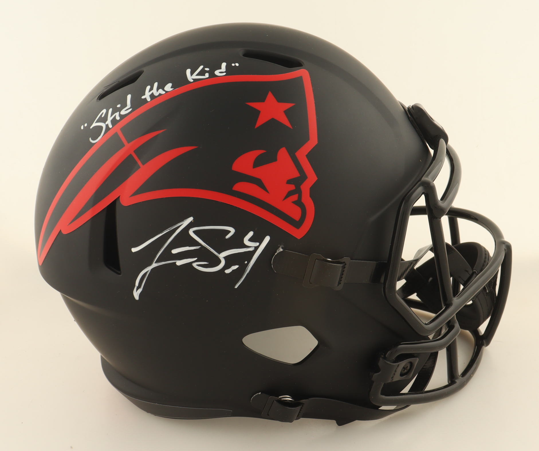 Jarrett Stidham Signed Patriots Full-Size Eclipse Alternate Speed Helmet Inscribed "Stid the Kid" (PSA) at PristineAuction.com Jarrett Stidham Signed Patriots Full-Size Eclipse Alternate Speed Helmet Inscribed "Stid the Kid" (PSA) at PristineAuction.com