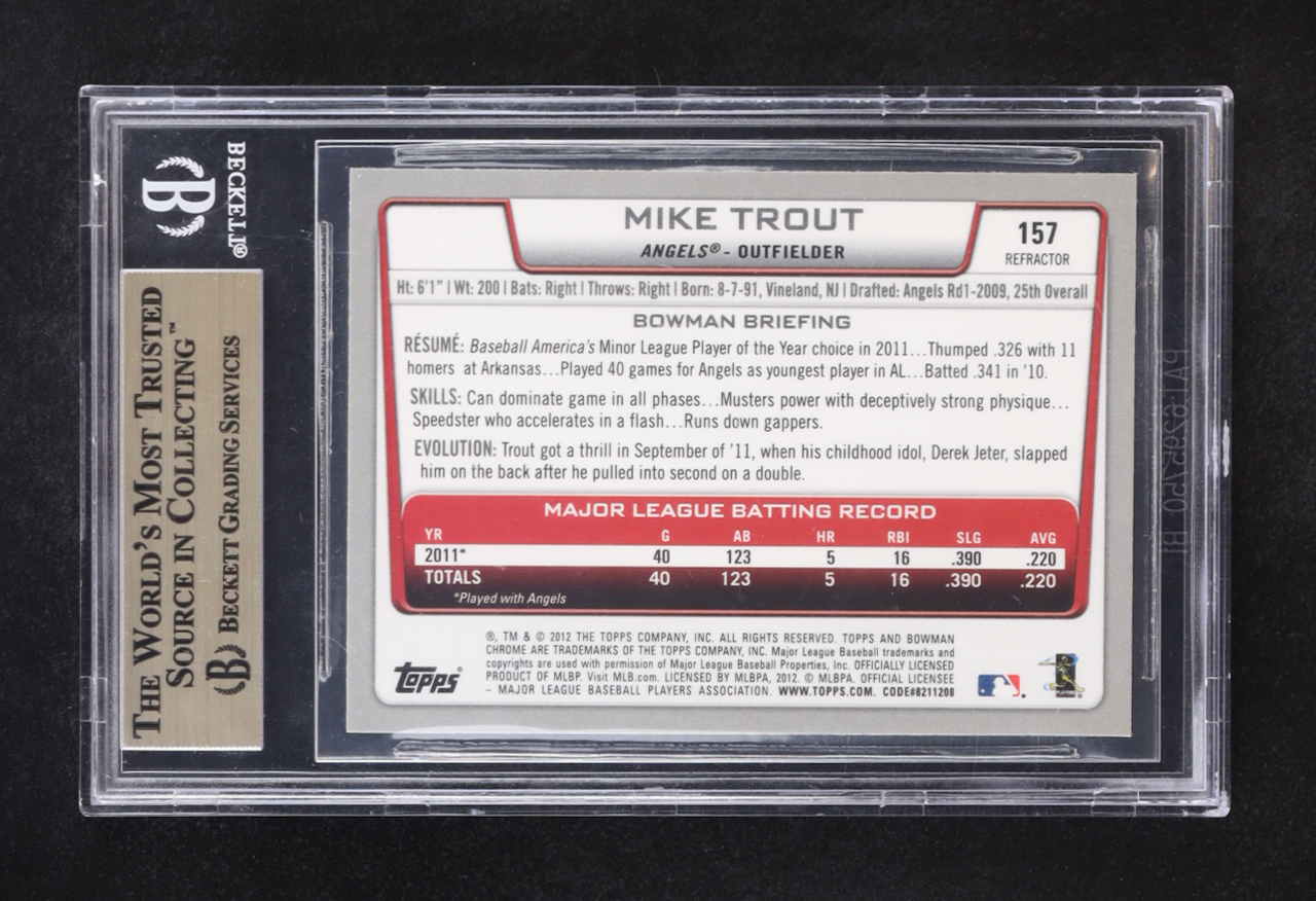 Mike Trout 2012 Bowman Chrome X-fractors #157 RC (BGS 9.5) at PristineAuction.com Mike Trout 2012 Bowman Chrome X-fractors #157 RC (BGS 9.5) at PristineAuction.com