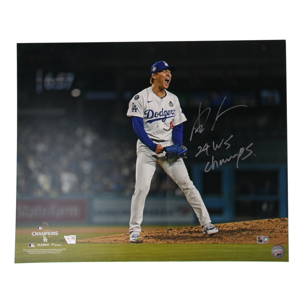 Yoshinobu Yamamoto Signed Dodgers 16x20 Photo Inscribed "24 WS Champs" (MLB & Fanatics) at PristineAuction.com Yoshinobu Yamamoto Signed Dodgers 16x20 Photo Inscribed "24 WS Champs" (MLB & Fanatics) at PristineAuction.com