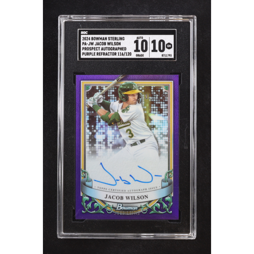 Jacob Wilson 2024 Bowman Sterling Prospect Autograph Purple Refractor # ...