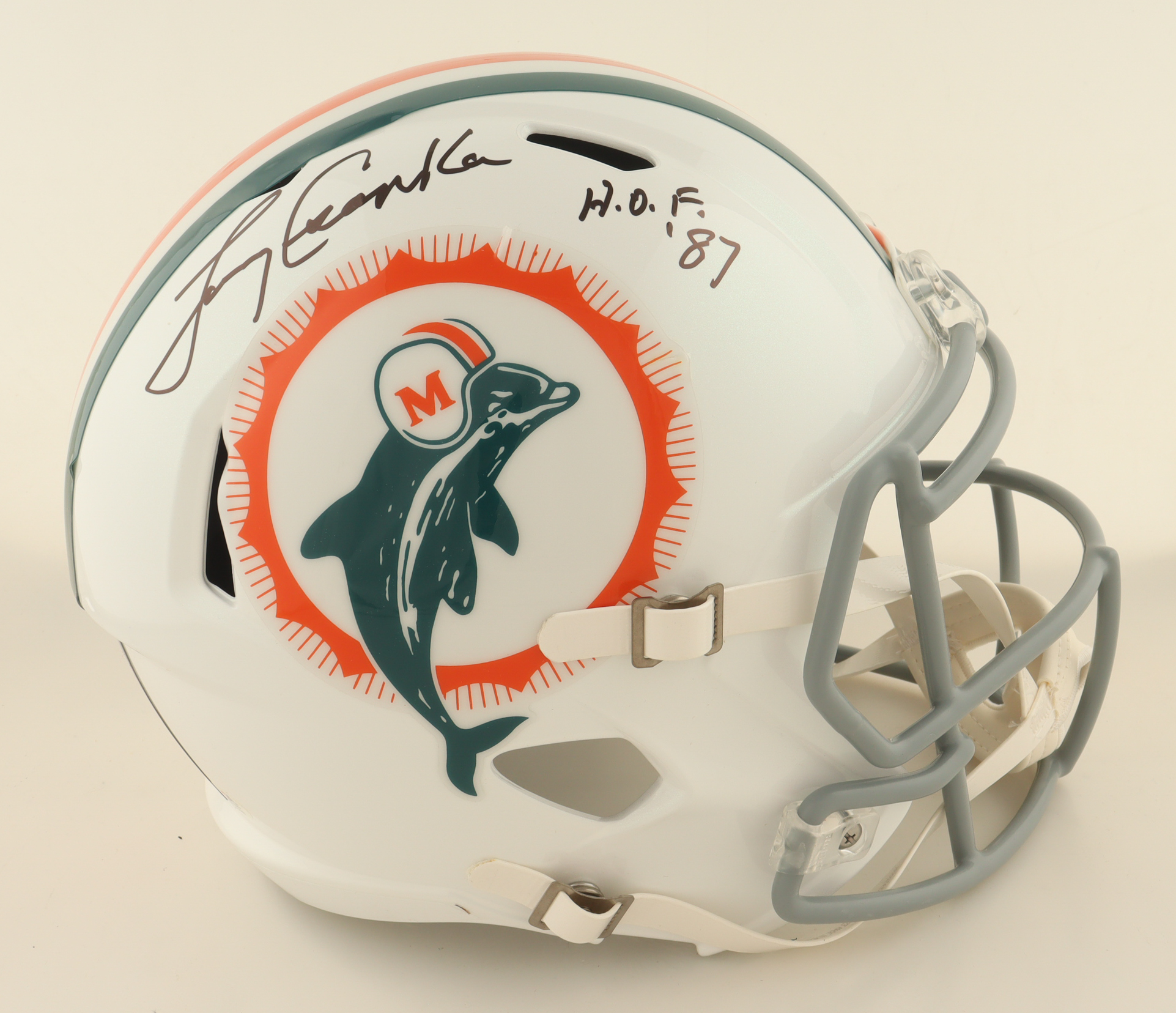 Larry Csonka Signed Dolphins Full-Size Speed Helmet Inscribed 'HOF '87" (PSA) at PristineAuction.com Larry Csonka Signed Dolphins Full-Size Speed Helmet Inscribed 'HOF '87" (PSA) at PristineAuction.com
