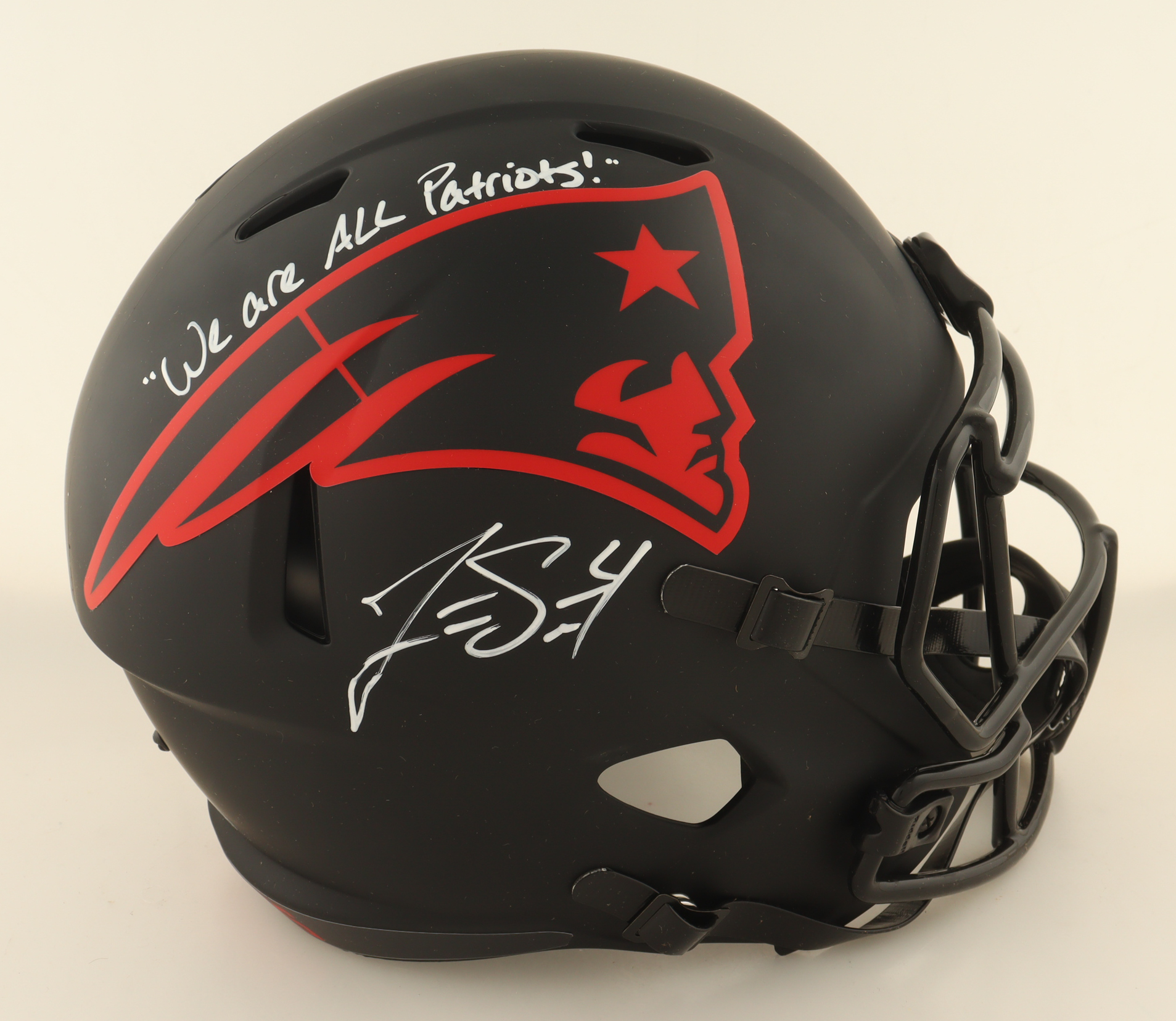 Jarrett Stidham Signed Patriots Full-Size Eclipse Alternate Speed Helmet Inscribed 'We Are All Patriots!" (PSA) at PristineAuction.com Jarrett Stidham Signed Patriots Full-Size Eclipse Alternate Speed Helmet Inscribed 'We Are All Patriots!" (PSA) at PristineAuction.com