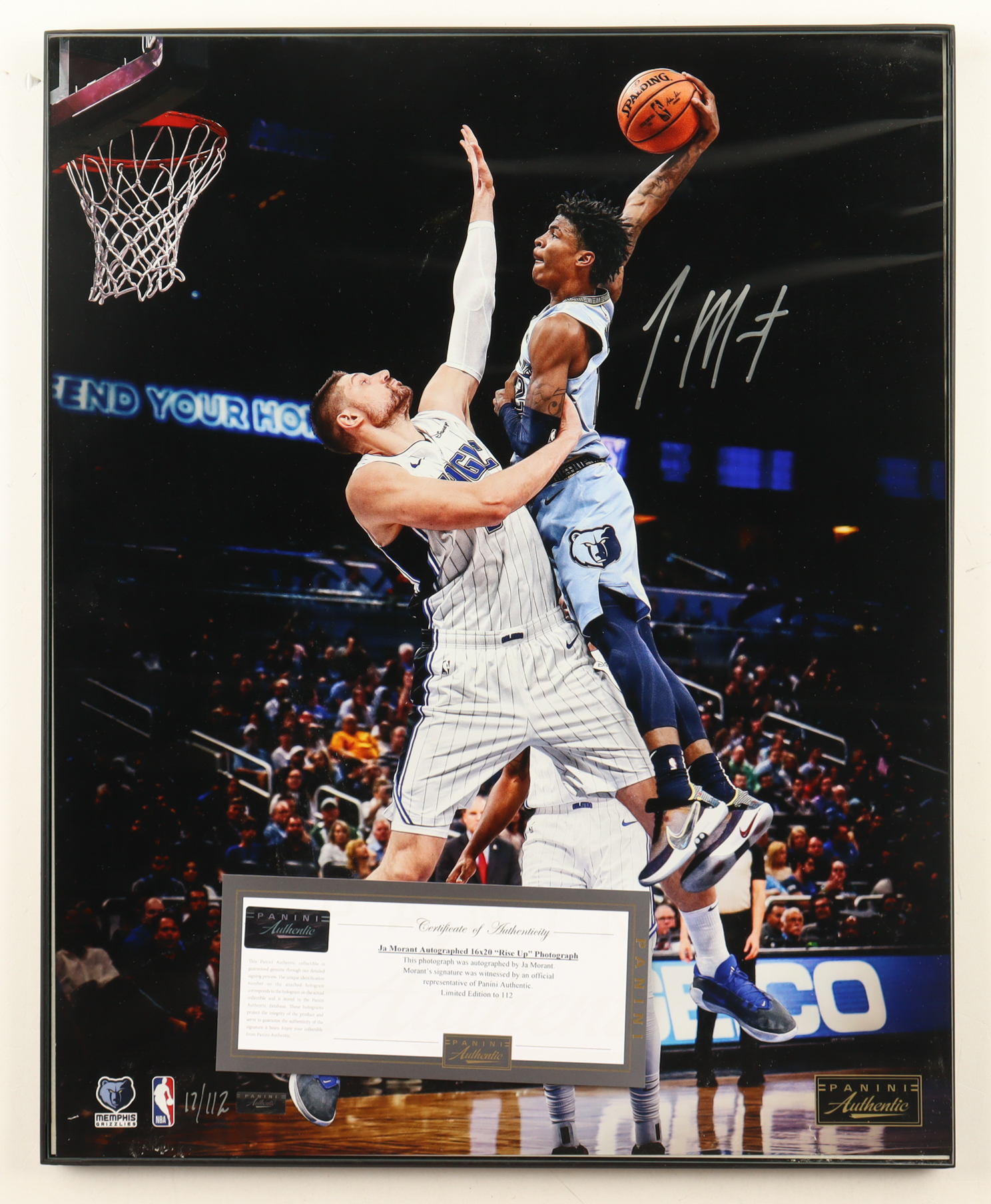 Ja Morant Signed LE Grizzlies Custom Framed 16x20 Photo (Panini) at PristineAuction.com Ja Morant Signed LE Grizzlies Custom Framed 16x20 Photo (Panini) at PristineAuction.com