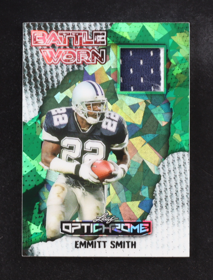 Emmitt Smith 2025 Leaf OptiChrome Battle Worn Crystal Green #BW7 #5/6 at PristineAuction.com Emmitt Smith 2025 Leaf OptiChrome Battle Worn Crystal Green #BW7 #5/6 at PristineAuction.com