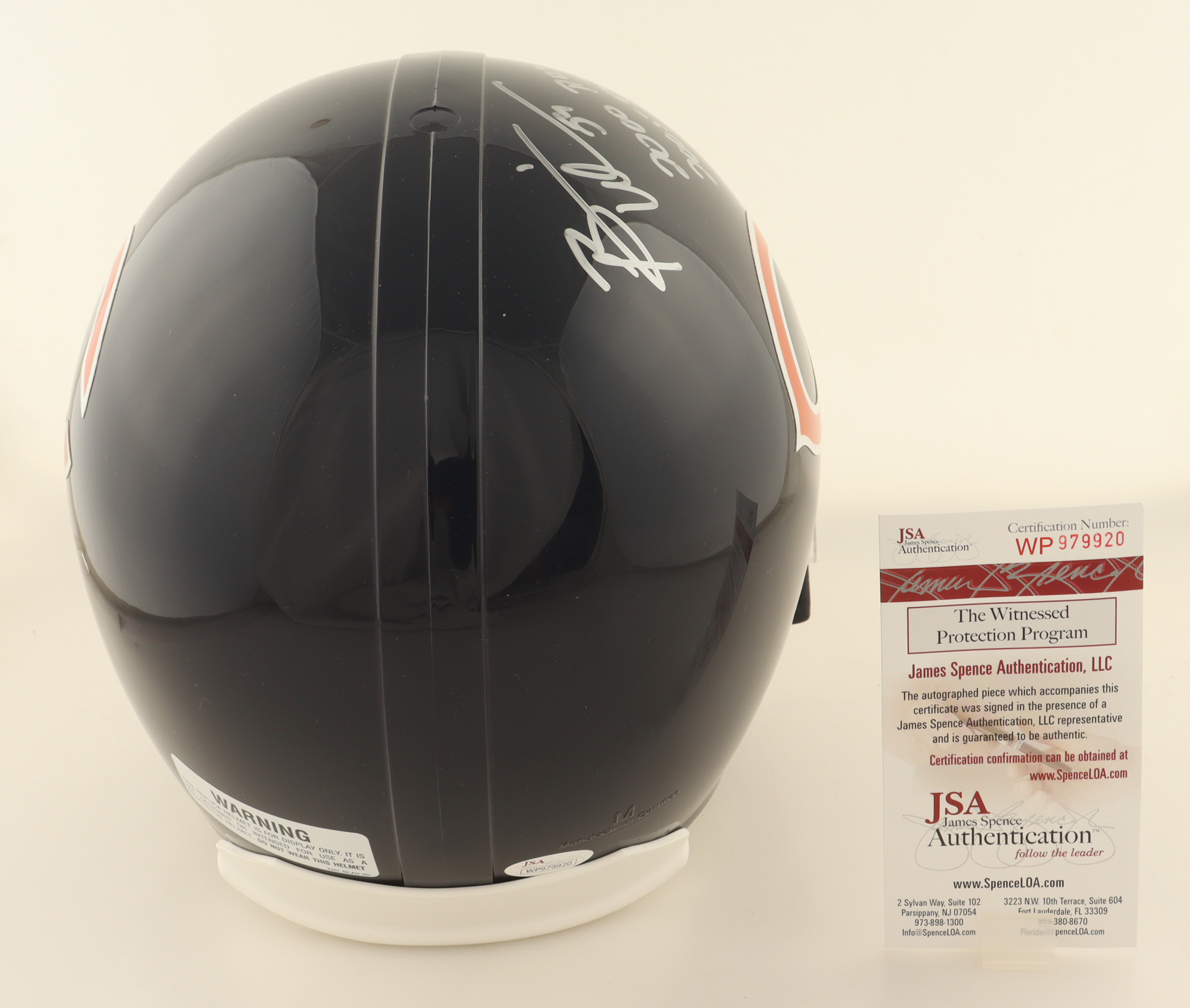 Brian Urlacher Signed Bears Full-Size Helmet Inscribed "2000 ROY", "2005 DPOY" & "HOF 18" (JSA) at PristineAuction.com Brian Urlacher Signed Bears Full-Size Helmet Inscribed "2000 ROY", "2005 DPOY" & "HOF 18" (JSA) at PristineAuction.com