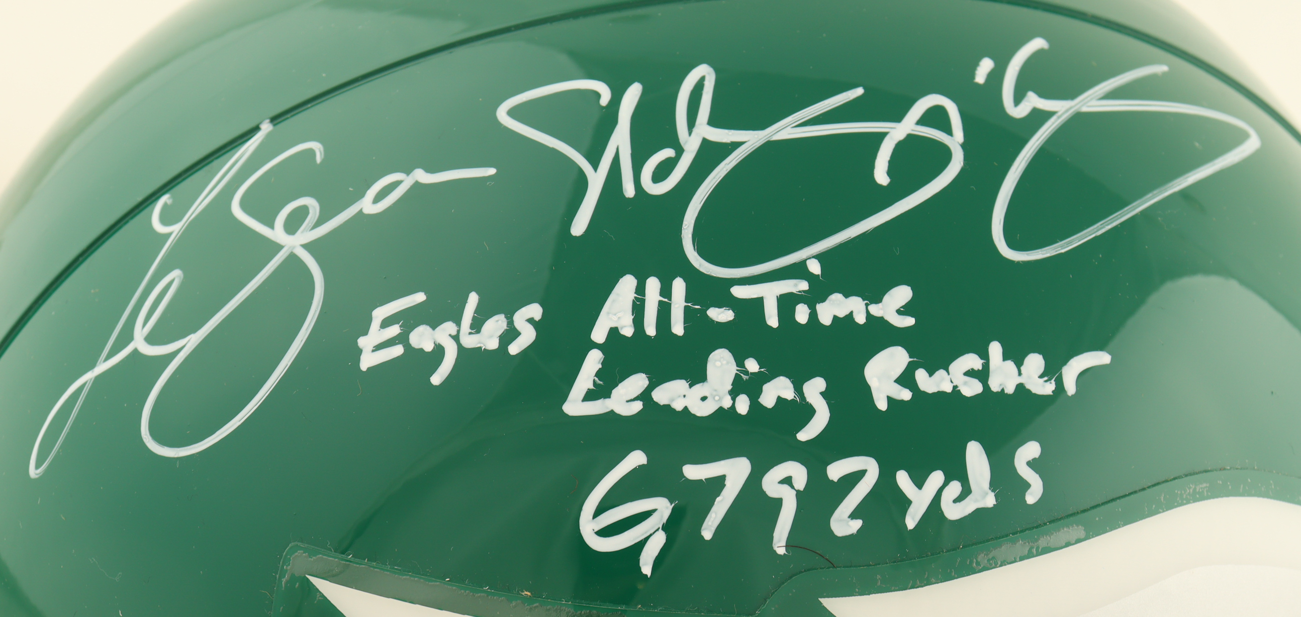 LeSean McCoy Signed Eagles Full-Size Helmet Inscribed "Eagles All Time Leading Rusher" & "6,792" (Beckett) at PristineAuction.com LeSean McCoy Signed Eagles Full-Size Helmet Inscribed "Eagles All Time Leading Rusher" & "6,792" (Beckett) at PristineAuction.com